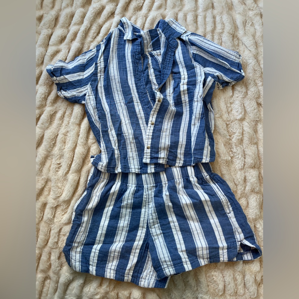Striped Blue and White matching set